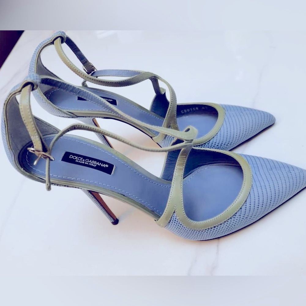 Dolce & Gabbana Textured Blue and Olive Heels